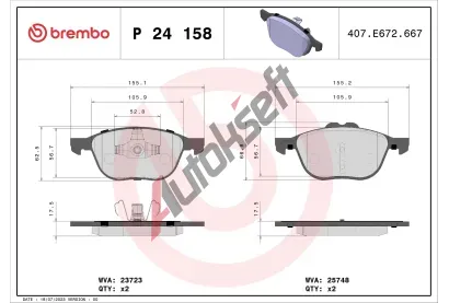 BREMBO Sada brzdovch destiek BRE P24158, P 24 158