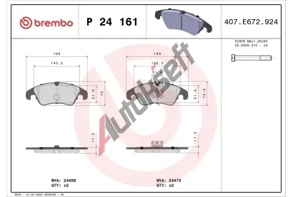 BREMBO Sada brzdovch destiek BRE P24161, P 24 161