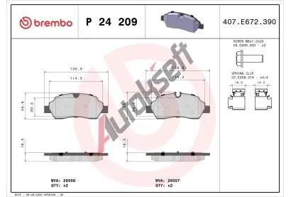 BREMBO Sada brzdovch destiek BRE P24209, BRE P 24 209