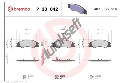 BREMBO Sada brzdovch destiek - kotouov brzda BRE P30042, P 30 042