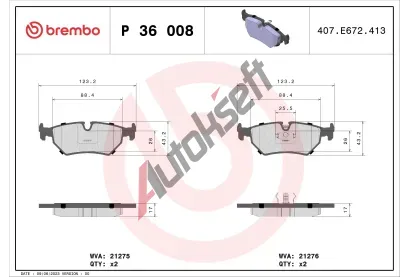 BREMBO Sada brzdovch destiek BRE P36008, P 36 008