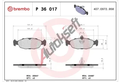 BREMBO Sada brzdovch destiek BRE P36017, P 36 017