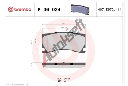BREMBO Sada brzdovch destiek BRE P36024, P 36 024