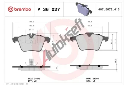 BREMBO Sada brzdovch destiek BRE P36027, P 36 027