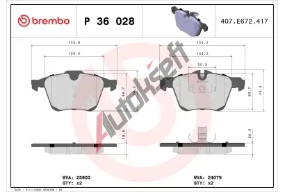 BREMBO Sada brzdovch destiek BRE P36028, P 36 028