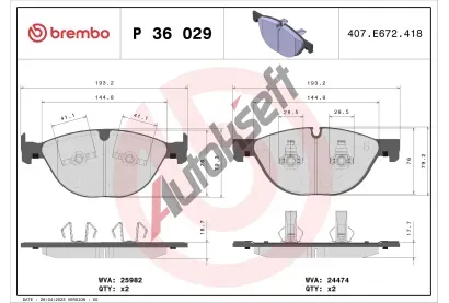 BREMBO Sada brzdovch destiek BRE P36029, BRE P 36 029
