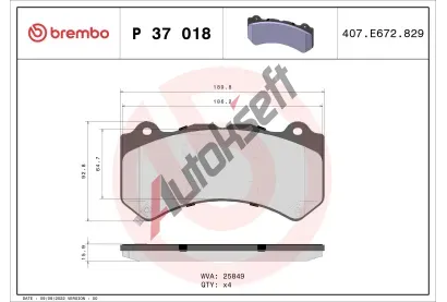 BREMBO Sada brzdovch destiek BRE P 37 018, BRE P37018