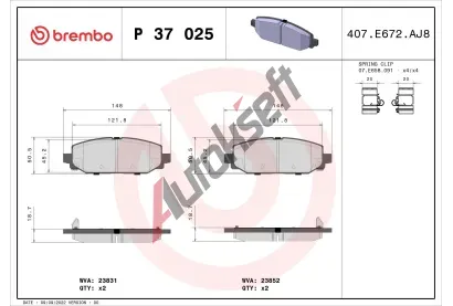 BREMBO Sada brzdovch destiek BRE P37025, P 37 025