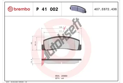 BREMBO Sada brzdovch destiek - kotouov brzda BRE P41002, P 41 002