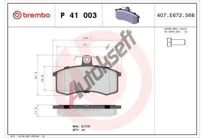 BREMBO Sada brzdovch destiek - kotouov brzda BRE P41003, P 41 003