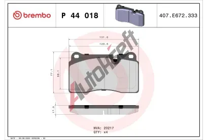 BREMBO Sada brzdovch destiek - kotouov brzda BRE P44018, P 44 018