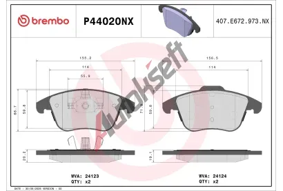 BREMBO Sada brzdových destiček XTRA LINE - Ceramic BRE P44020NX, P44020NX BREMBO Sada brzdových destiček XTRA LINE - Ceramic BRE P44020NX, P44020NX