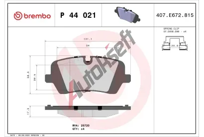 BREMBO Sada brzdovch destiek BRE P44021, P 44 021