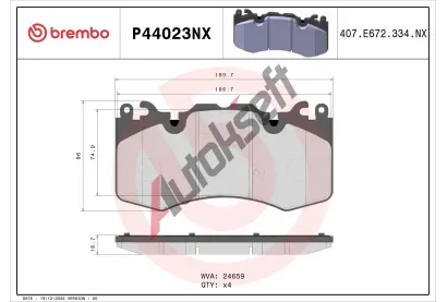 BREMBO Sada brzdovch destiek XTRA LINE - Ceramic BRE P44023NX, P44023NX
