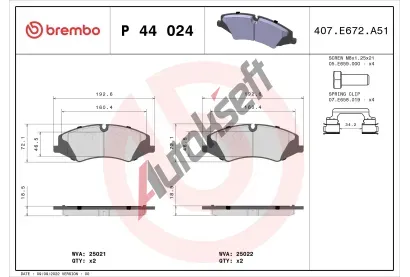BREMBO Sada brzdovch destiek BRE P44024, P 44 024