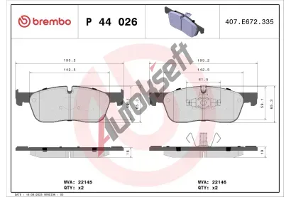 BREMBO Sada brzdovch destiek BREMBO XTRA LINE BRE P44026X, BRE P 44 026X