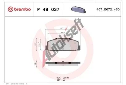 BREMBO Sada brzdovch destiek - kotouov brzda BRE P49037, P 49 037