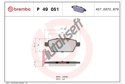 BREMBO Sada brzdovch destiek BRE P 49 051, BRE P49051