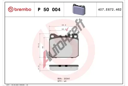 BREMBO Sada brzdovch destiek - kotouov brzda BRE P50004, P 50 004