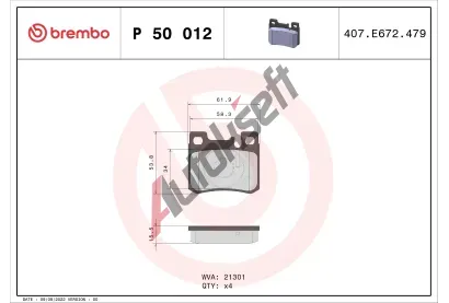 BREMBO Sada brzdovch destiek - kotouov brzda BRE P50012, P 50 012