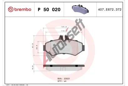 BREMBO Sada brzdovch destiek - kotouov brzda BRE P50020, P 50 020