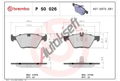 BREMBO Sada brzdovch destiek - kotouov brzda BRE P50026, P 50 026