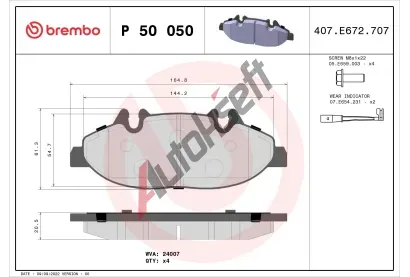BREMBO Sada brzdovch destiek - kotouov brzda BRE P50050, P 50 050