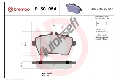 BREMBO Sada brzdovch destiek - kotouov brzda BRE P50054, P 50 054