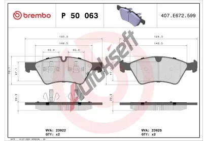 BREMBO Sada brzdovch destiek - kotouov brzda BRE P50063, P 50 063