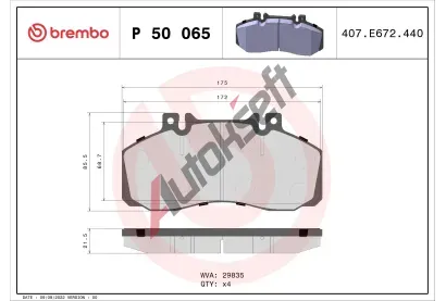 BREMBO Sada brzdovch destiek - kotouov brzda BRE P50065, P 50 065