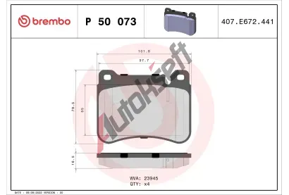 BREMBO Sada brzdovch destiek - kotouov brzda BRE P50073, P 50 073