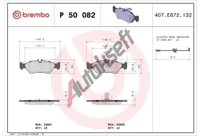 BREMBO Sada brzdovch destiek - kotouov brzda BRE P50082, P 50 082