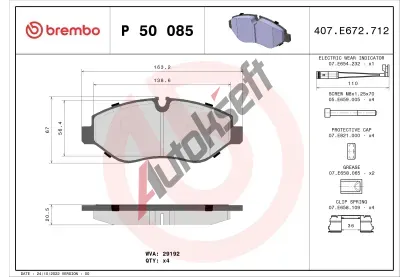 BREMBO Sada brzdovch destiek - kotouov brzda BRE P50085, P 50 085