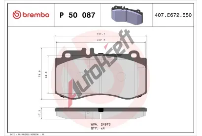 BREMBO Sada brzdovch destiek - kotouov brzda BRE P50087, P 50 087