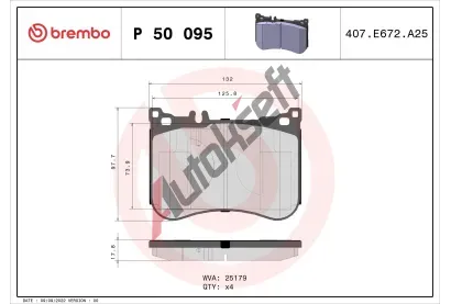 BREMBO Sada brzdovch destiek BRE P50095, P 50 095