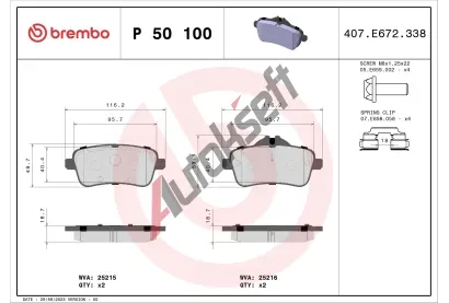 BREMBO Sada brzdovch destiek BRE P50100, P 50 100