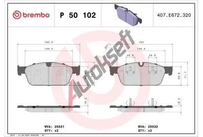 BREMBO Sada brzdovch destiek BRE P50102, P 50 102
