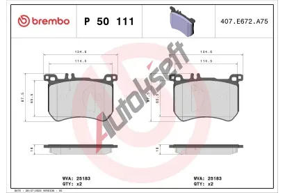 BREMBO Sada brzdovch destiek BRE P50111, P 50 111