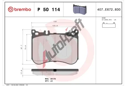 BREMBO Sada brzdovch destiek BRE P50114, P 50 114