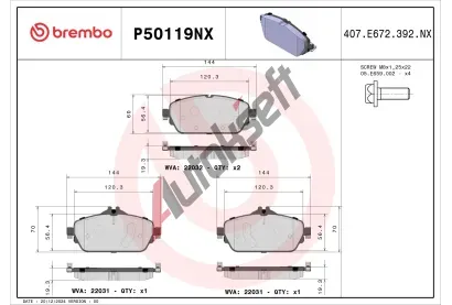 BREMBO Sada brzdovch destiek XTRA LINE - Ceramic BRE P50119NX, P50119NX