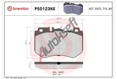 BREMBO Sada brzdových destiček XTRA LINE - Ceramic BRE P50123NX, P50123NX BREMBO Sada brzdových destiček XTRA LINE - Ceramic BRE P50123NX, P50123NX