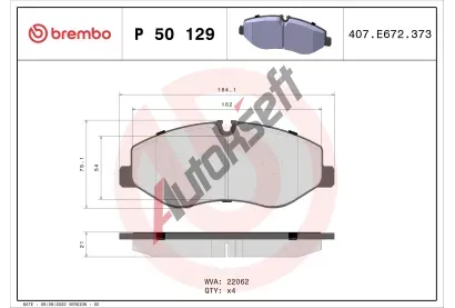 BREMBO Sada brzdovch destiek BRE P50129, BRE P 50 129