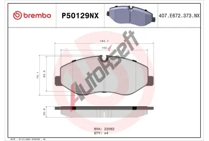 BREMBO Sada brzdových destiček XTRA LINE - Ceramic BRE P50129NX, P50129NX BREMBO Sada brzdových destiček XTRA LINE - Ceramic BRE P50129NX, P50129NX