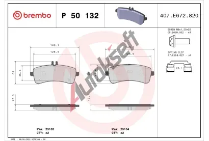 BREMBO Sada brzdovch destiek BRE P50132, BRE P 50 132