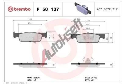 BREMBO Sada brzdových destiček BRE P 50 137, BRE P50137  BREMBO Sada brzdových destiček BRE P 50 137, BRE P50137