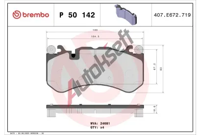 BREMBO Sada brzdovch destiek BRE P 50 142, BRE P50142