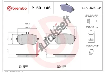 BREMBO Sada brzdovch destiek BRE P50146, P 50 146