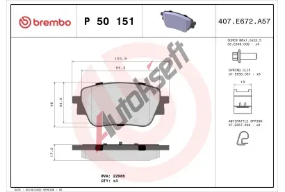 BREMBO Sada brzdovch destiek BRE P50151, P 50 151