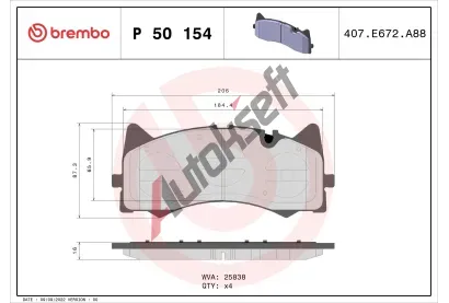BREMBO Sada brzdovch destiek BRE P50154, P 50 154