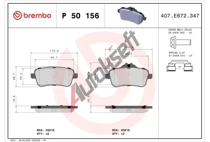 BREMBO Sada brzdovch destiek BRE P50156, P 50 156